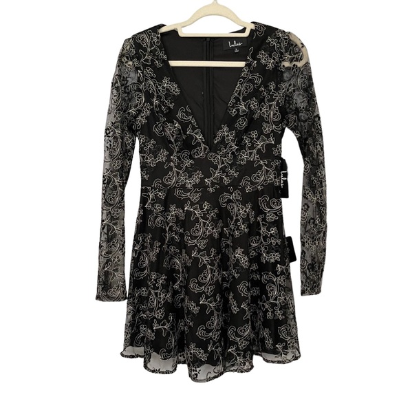 Lulus Enraptured Embroidered Lace Skater Dress Fairy Cocktail Party Holidays NWT - Picture 3 of 11